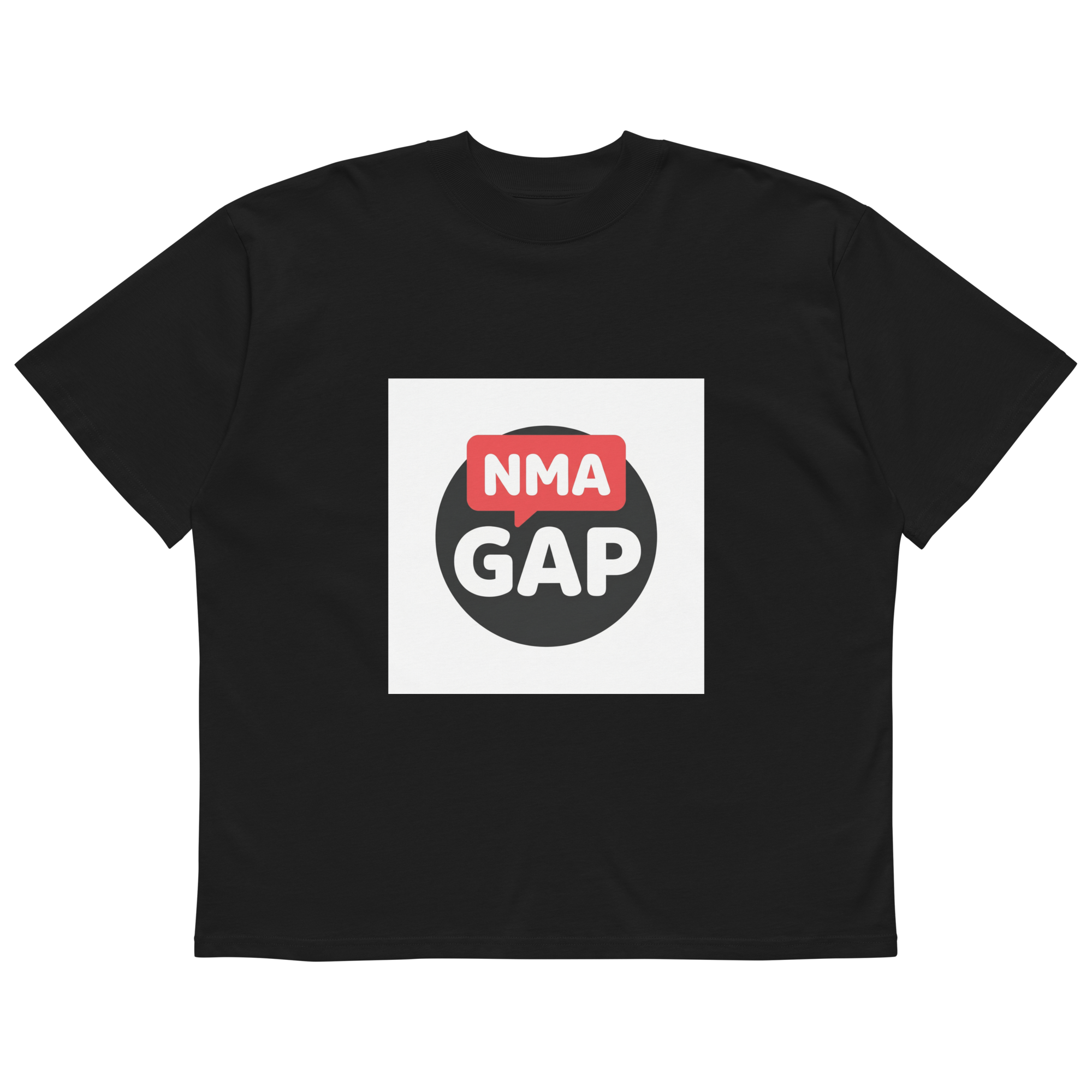 NMA GAP oversized organic cotton t-shirt — black, front view