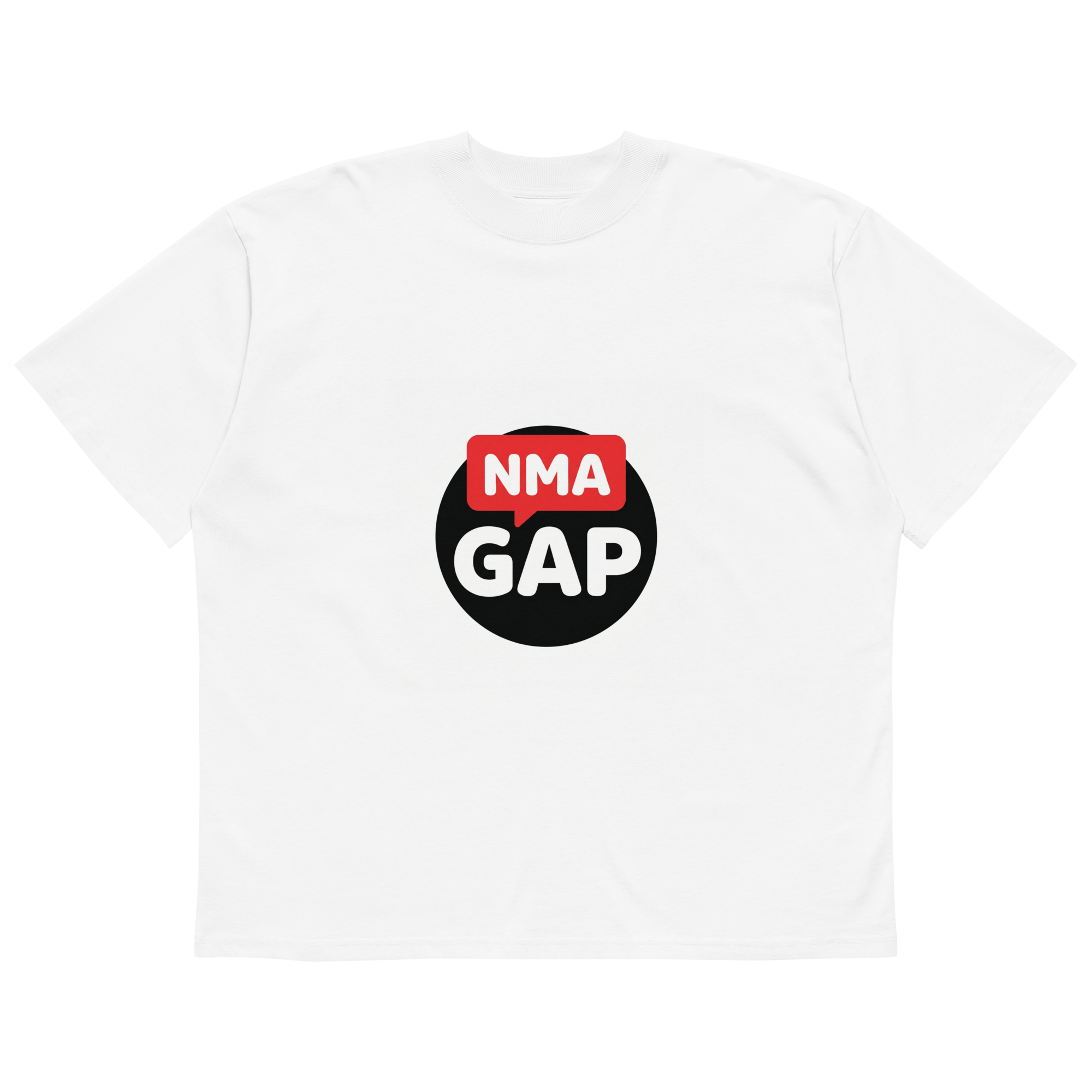 NMA GAP oversized organic cotton t-shirt — white, front view