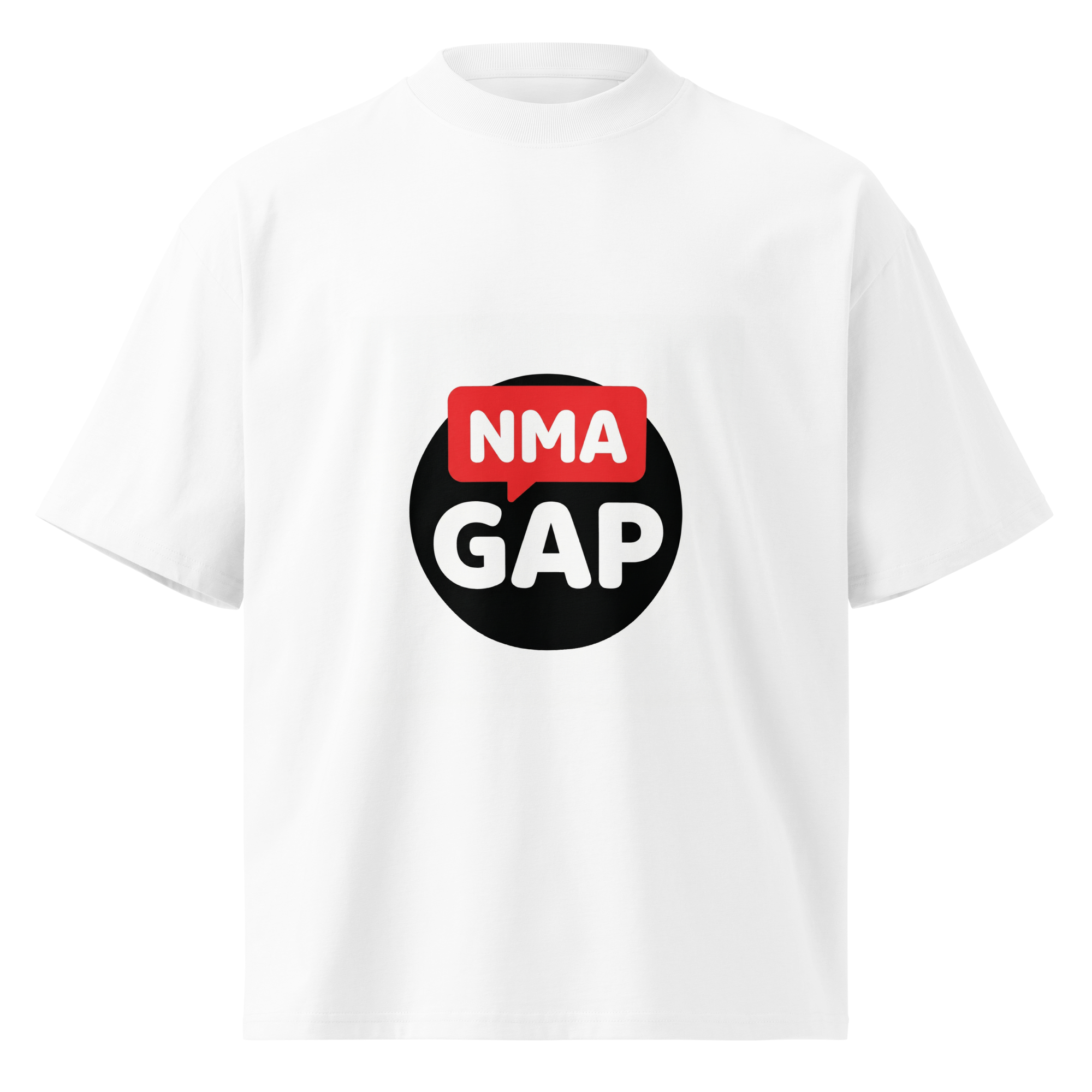 NMA GAP oversized organic cotton t-shirt — white, front detail